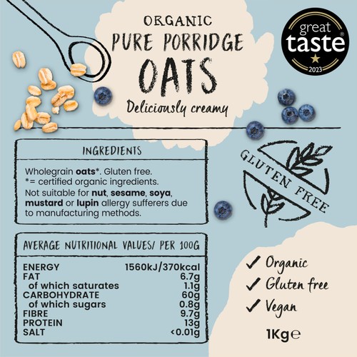Amisa Pure Porridge Oats Gluten Free Organic