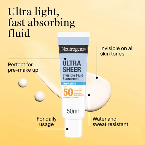 Neutrogena Ultra Sheer Face Sunscreen Hydrating Fluid SPF50