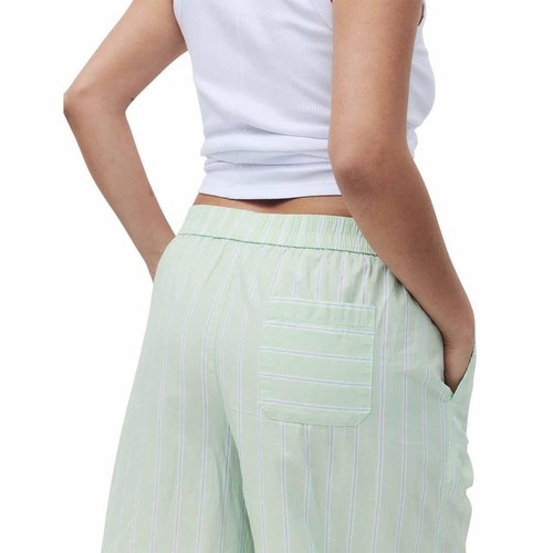 M&S Womens Pure Cotton Striped Wide Leg Pyjama Bottoms, 18, Green