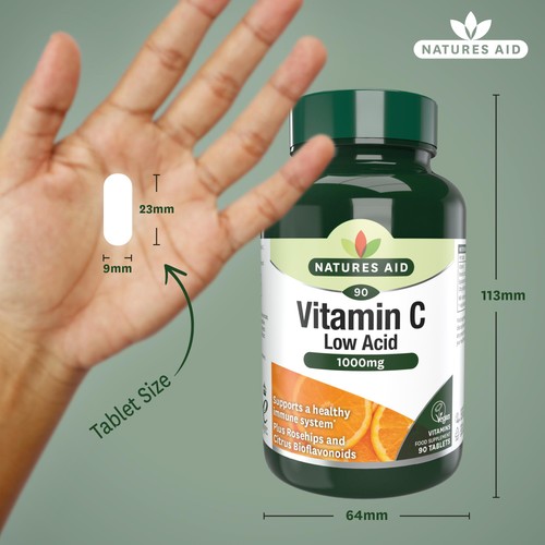 Natures Aid Low Acid Vitamin C Tablets 1000mg 