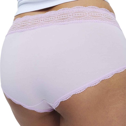M&S Womens Cotton Rich High Rise Shorts, Size 18, Lavender Mix