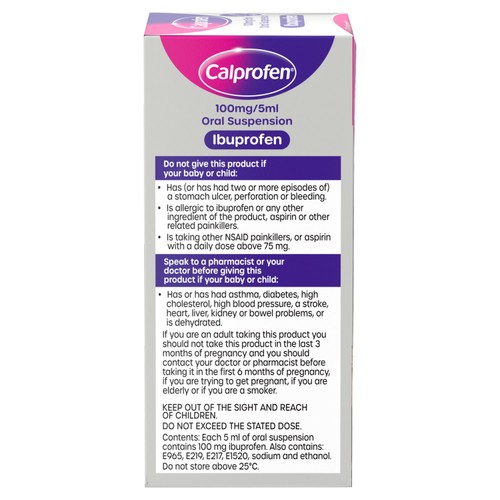 Calprofen Strawberry Ibuprofen Liquid, 3+mths