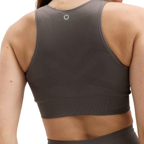 M&S Womens Goodmove Scoop Neck Seamless Fitted Crop Top, Medium, Mid Grey