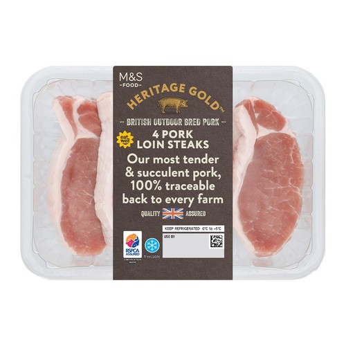 M&S Heritage Gold  British Outdoor Bred 4 Pork Loin Steaks