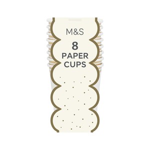 M&S White & Gold Paper Party Cups