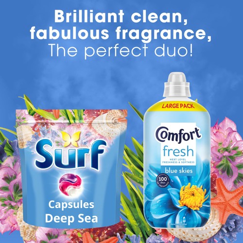 Surf Deep Sea 3 in 1 Laundry Washing Detergent Capsules, 51 Washes