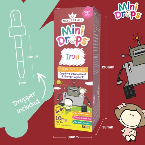 Natures Aid Infant's & Kid's Iron Mini Drops 10mg 3mnths - 5yrs 