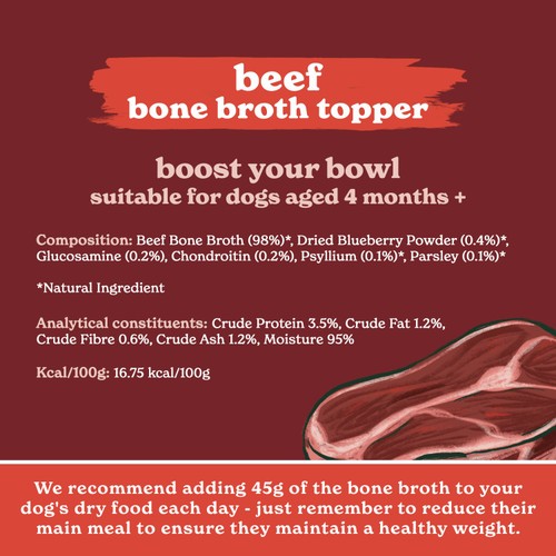 Forthglade Bone Broth Topper for Dogs, Rich Beef