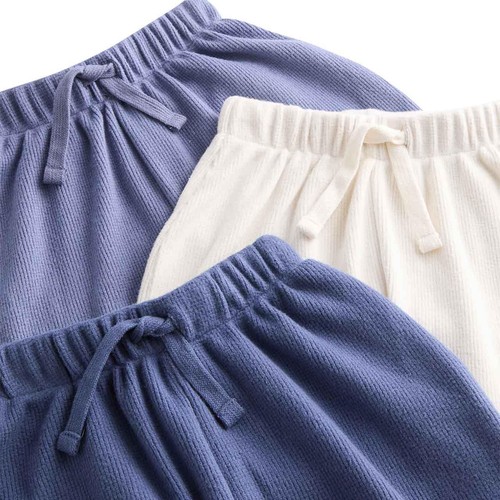 M&S Boys Brushed Waffle Joggers, 9-12 M, Blue Mix