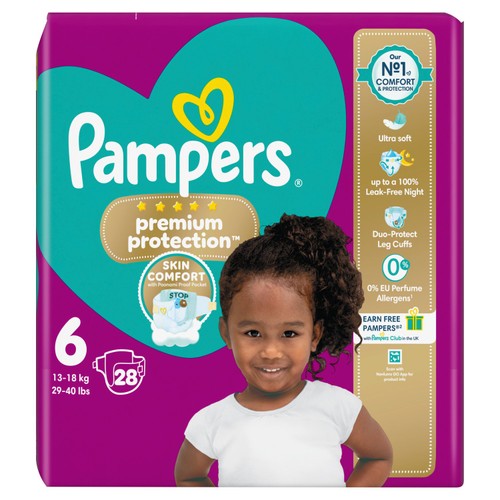 Pampers Premium Protection Size 6, 28 Nappies, Essential Pack