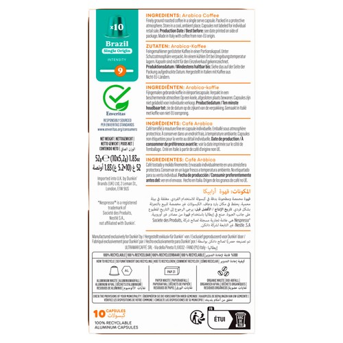 Dunkin Brazil Nespresso Compatible Coffee Pods