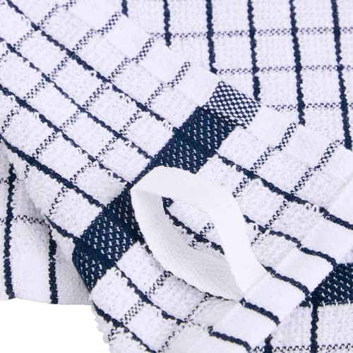 M&S Checked Terry Tea Towels, Blue