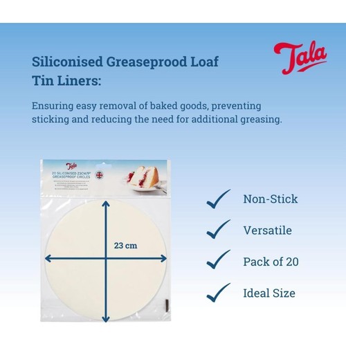 Tala 20 23cm Greaseproof Baking Cake Tin Liners 