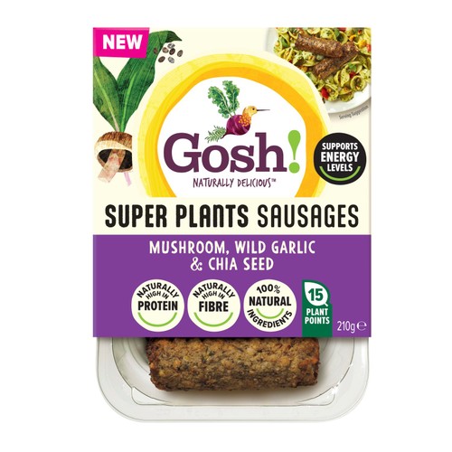 Gosh! Super Plants Mushroom, Wild Garlic & Chia Seed Sausages
