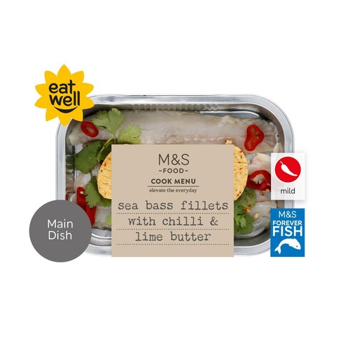 M&S Cook Menu Chilli, Lime & Coriander Seabass Fillets