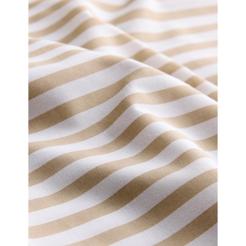 M&S Cotton Blend Simple Stripe Bedding Set, Biscuit, Super King
