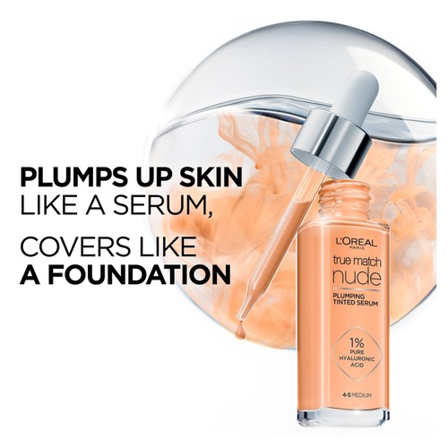 L'Oreal Paris True Match Plumping Tinted Skin Serum, 4-5 Medium