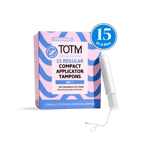 TOTM Organic Cotton Compact Applicator Tampons Regular