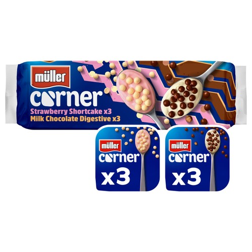 Muller Corner Chocolate Digestive & Strawberry Shortcake Yogurts 