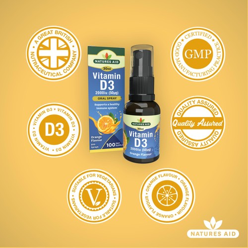 Natures Aid Vitamin D3 2000iu Oral Spray (Orange Flavour)