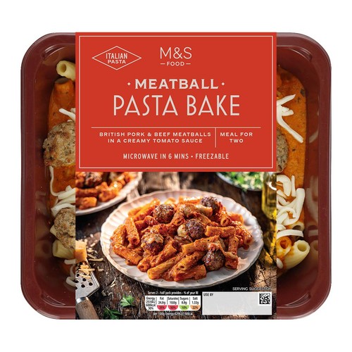 M&S Meatball Pasta Bake Serves 2