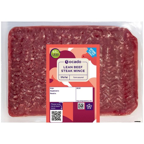 Ocado Fresher For Longer Lean Beef Steak Mince 5% Fat