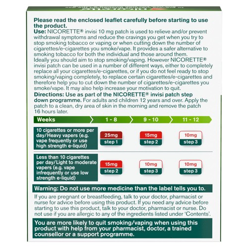 Nicorette Invisi 10mg Patch, (7 Patches), Quit Smoking Aid, Nicotine Patch