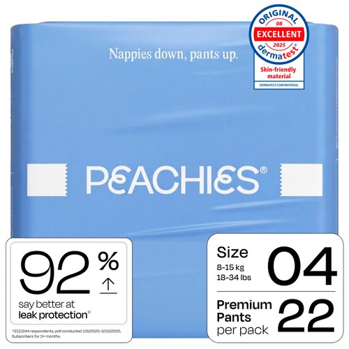 PEACHIES Premium Pants Size 04 (8-15kg), Single Pack