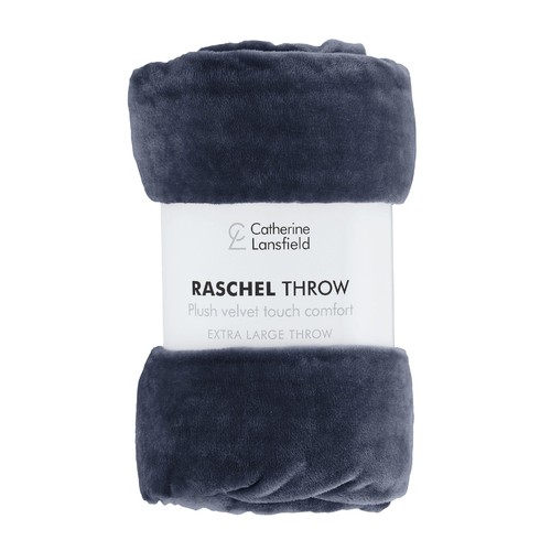 Catherine Lansfield Raschel Throw Navy