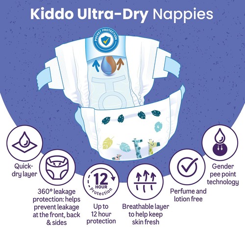 Ocado Kiddo Ultra-Dry Nappies Size 4 (7-14kg)