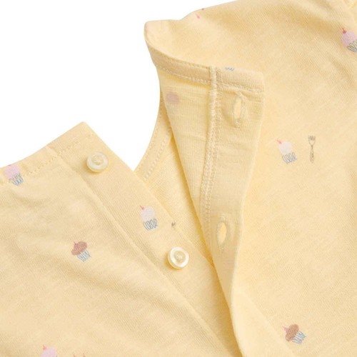 M&S Cotton Cupcake Jersey Top and Short, 9-12 M, Yellow