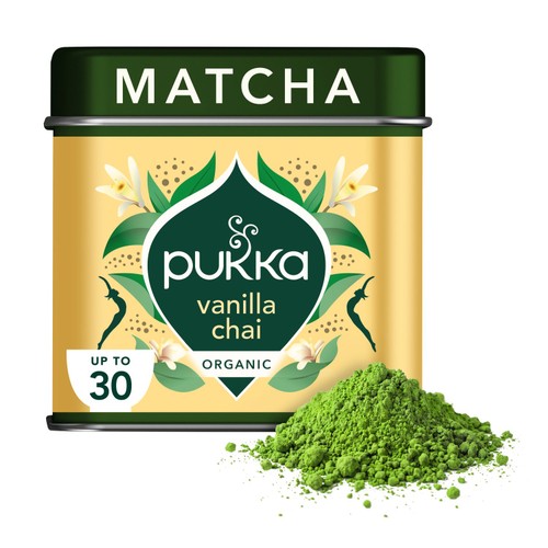 Pukka Herbs Organic Matcha Vanilla Chai Ceremonial Grade Green Tea Powder