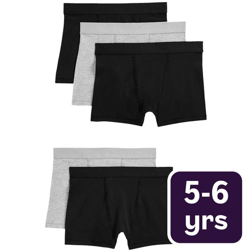 M&S Boys Cotton with Stretch Trunks, 5-6 Years, Grey Mix