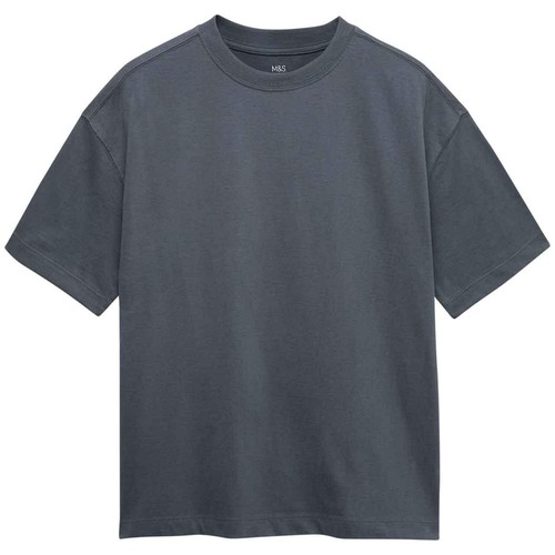 M&S Pure Cotton Plain T-Shirt, 8-9 Years, Dark Grey