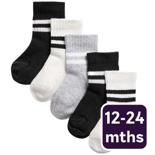 M&S Unisex Cotton Baby Socks, 12-24 Months, Black