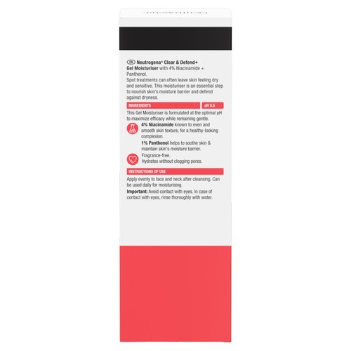 Neutrogena Clear & Defend + Gel Moisturiser with 4% Niacinamide + Panthenol