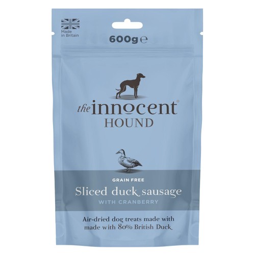 The Innocent Hound Sliced Duck Sausage with Cranberry Dog Treats, 600g The Innocent Hound Sliced Duck Sausage with Cranberry Dog Treats, 600g