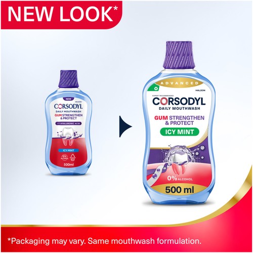 Corsodyl Gum Strengthen & Protect Mouthwash, Icy Mint 500ml