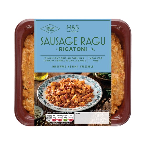 M&S Sausage Ragu Rigatoni Serves 1