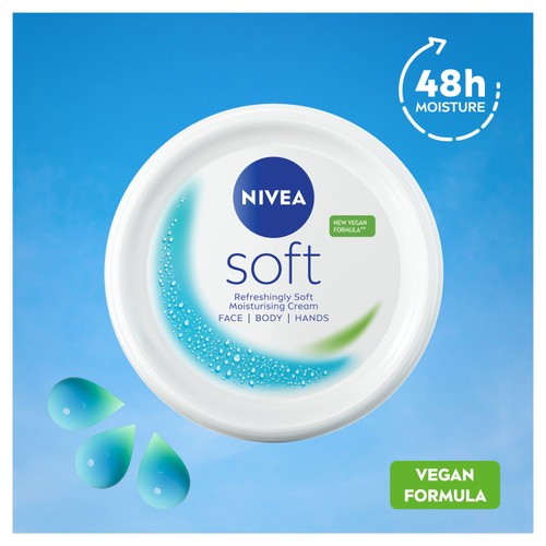 NIVEA Soft Moisturiser Cream for Face Hands & Body,