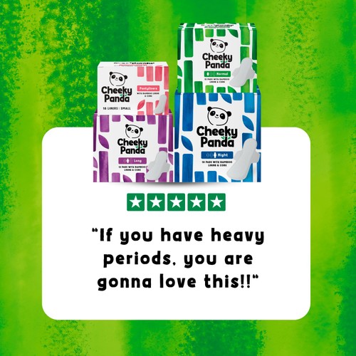 Cheeky Panda Heavy Period Pads with Biodegradable Bamboo Lining and Core