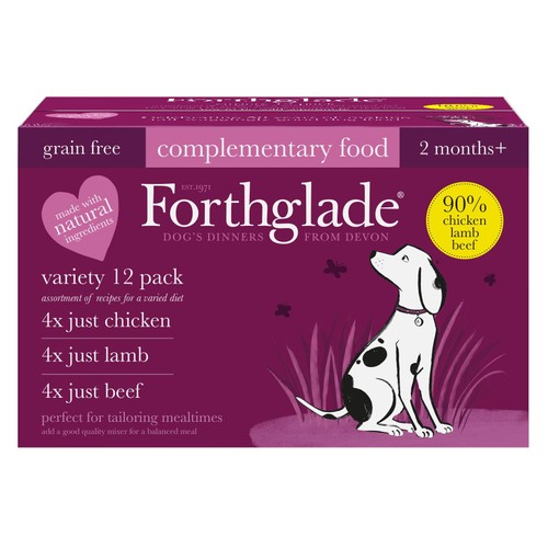 Forthglade Complementary Wet Dog Food Variety Pack 90% Chicken, Lamb & Beef