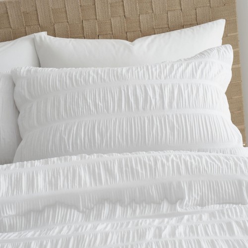 Catherine Lansfield Seersucker King Duvet Set White