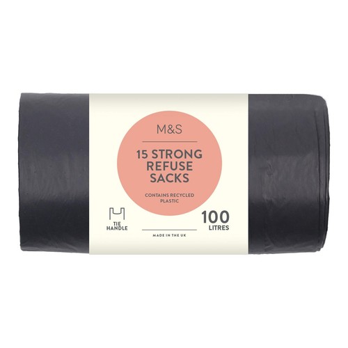 M&S 15 Tie Handle 100L Refuse Sacks