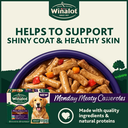 Winalot Monday Meaty Casseroles Chicken, Turkey, Duck in Gravy Wet Dog Food