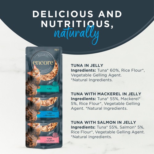 Encore Natural Wet Cat Food Multipack Fish Selection Pouches in Jelly