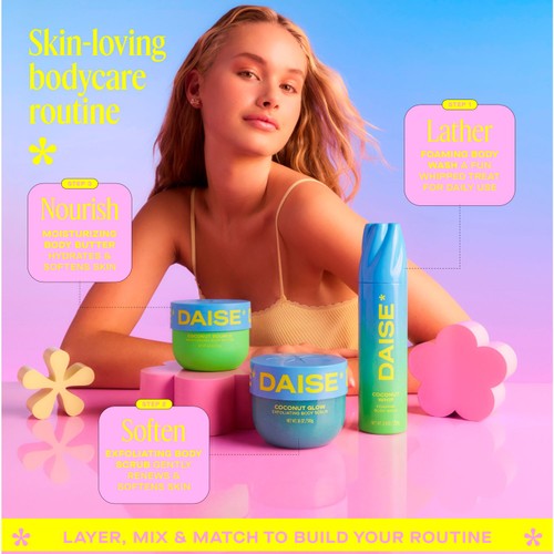 DAISE Exfoliating Body Scrub in Coconut Glow, For Soft Glowing Skin