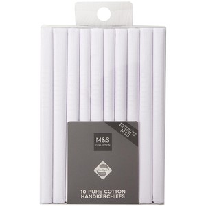 M&S Antibacterial Pure Cotton Handkerchiefs White