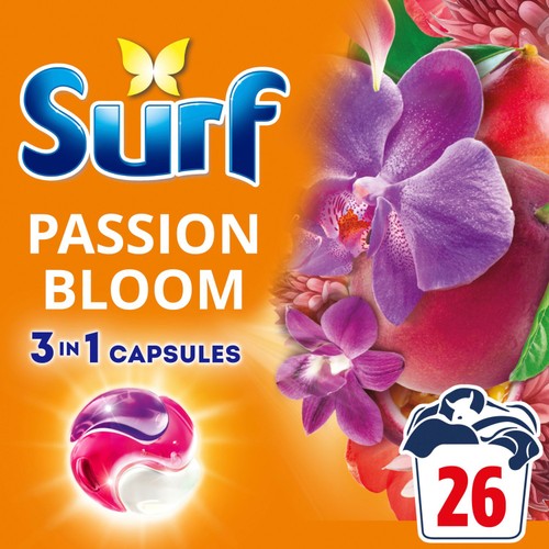Surf Passion Bloom 3 in 1  Laundry Washing Detergent Capsules 26 Washes