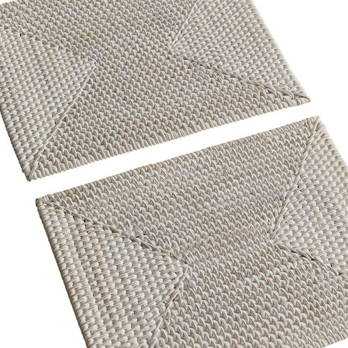 M&S Set of 2 Rattan Washed Placemats, White